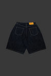 Bermuda en denim indigo rayé