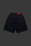 Bermuda en denim indigo rayé