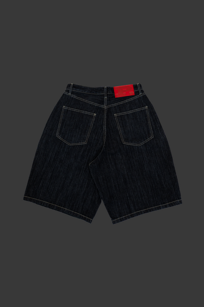 Bermuda en denim indigo rayé
