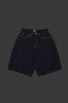 Bermuda en denim indigo rayé