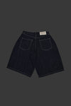 Bermuda en denim indigo rayé